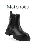 Dajdoj Ah 3 Chunky Zip-Detail Chelsea Boots in Black, three-quarter product view