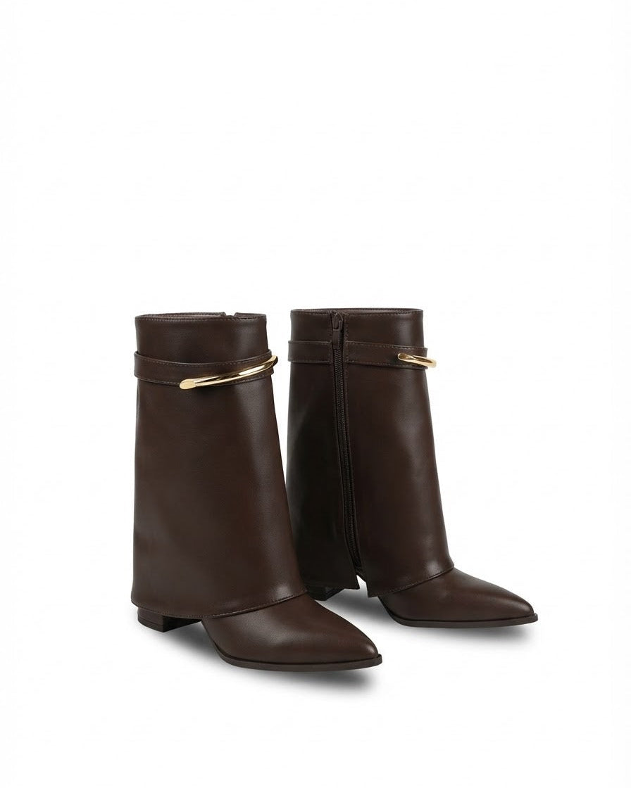 Dajdoj AK521-15 Fine-Strap Ankle Boots in Brown, three-quarter product view