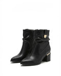 Dajdoj AK521-5 Buckle-Strap Ankle Boots in Black, three-quarter product view